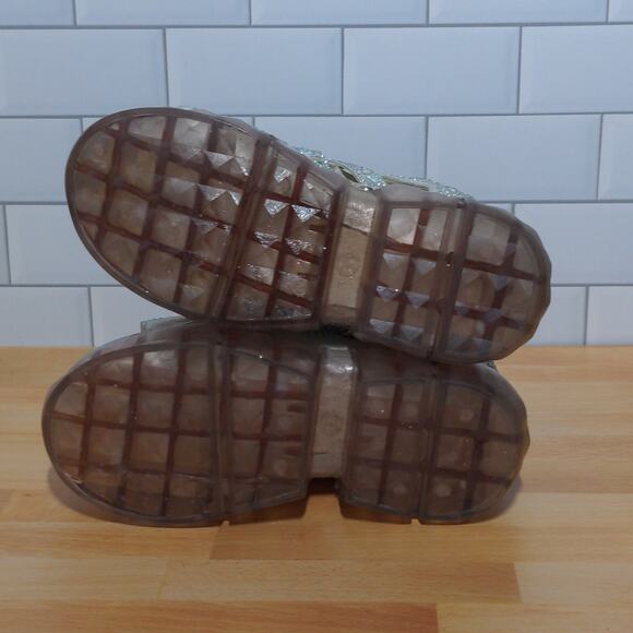 Anthony Wang Platform Sandals Silver Cutout Bedazzled Wedge Y2K 35 (US 4-4.5) - Picture 7 of 14